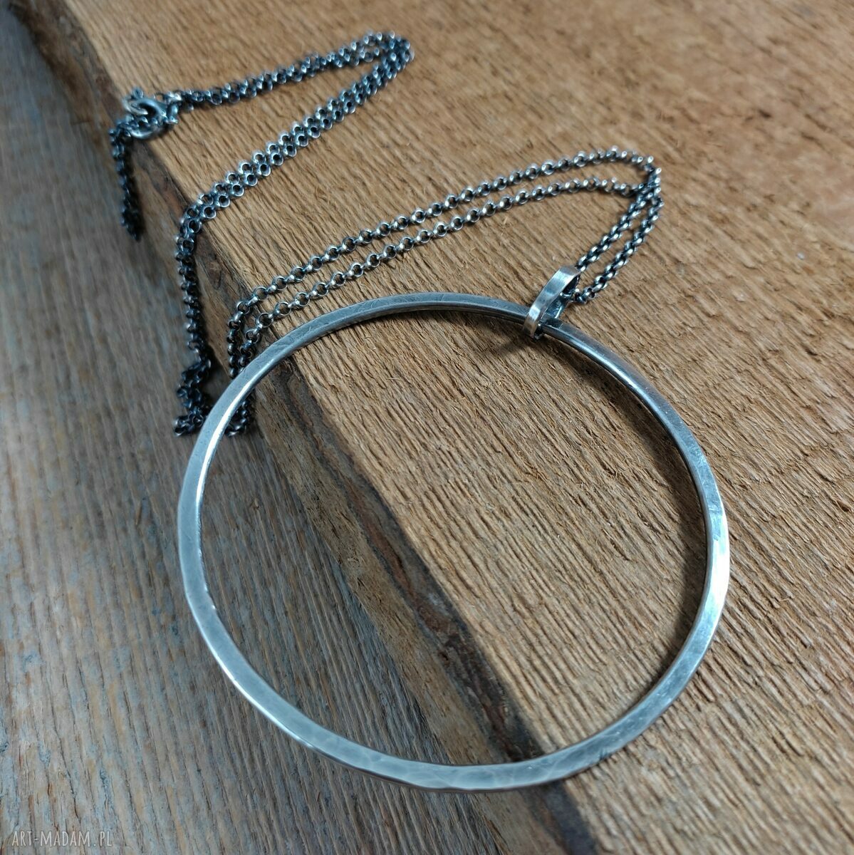 Wisior Koło - srebro 925 oksydowane i wypolerowane (6,8 cm)