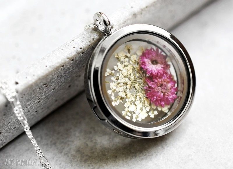 naszyjniki: 925 Suszone kwiaty srebrny naszyjnik Ręcznie wykonane