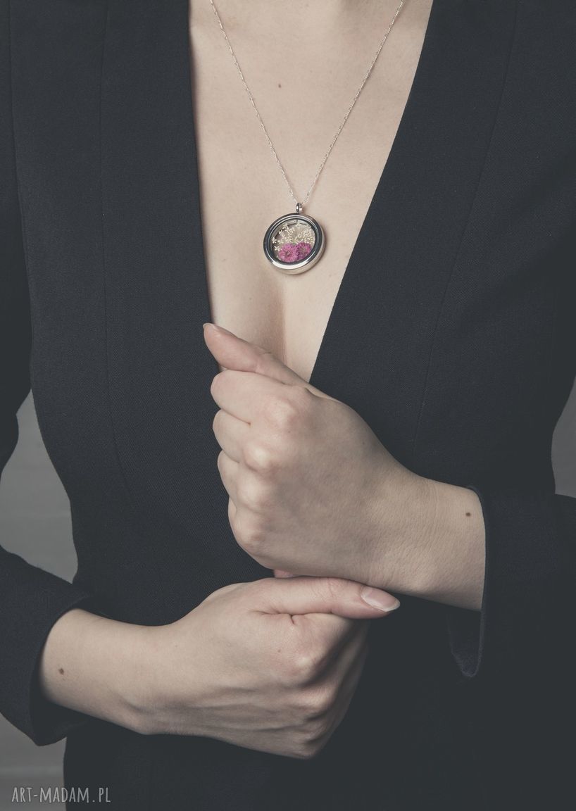 naszyjniki: 925 Suszone kwiaty srebrny naszyjnik Ręcznie wykonane