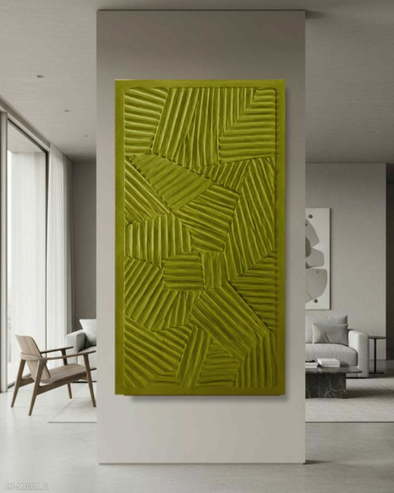 Duży obraz strukturalny RAL 1016 limonka 80x160 cm - gotowy do zawieszenia
