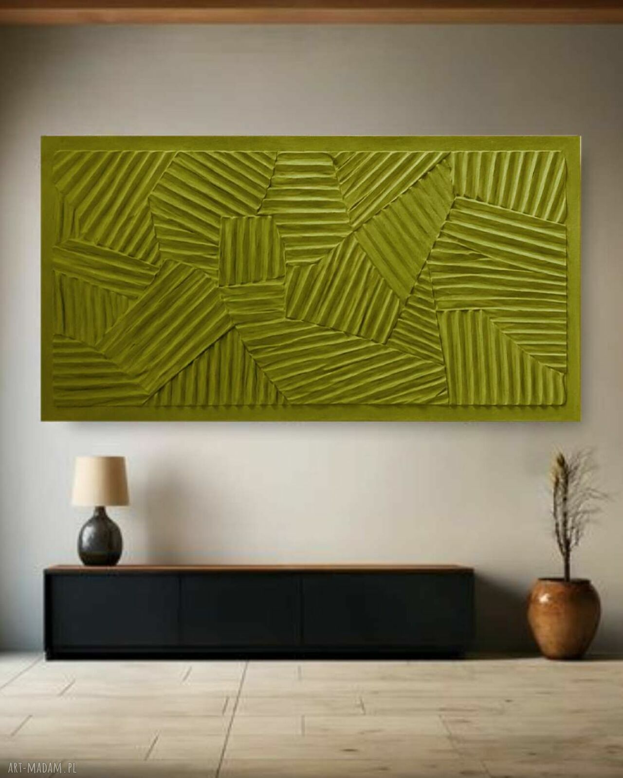 Duży obraz strukturalny RAL 1016 limonka 80x160 cm - gotowy do zawieszenia