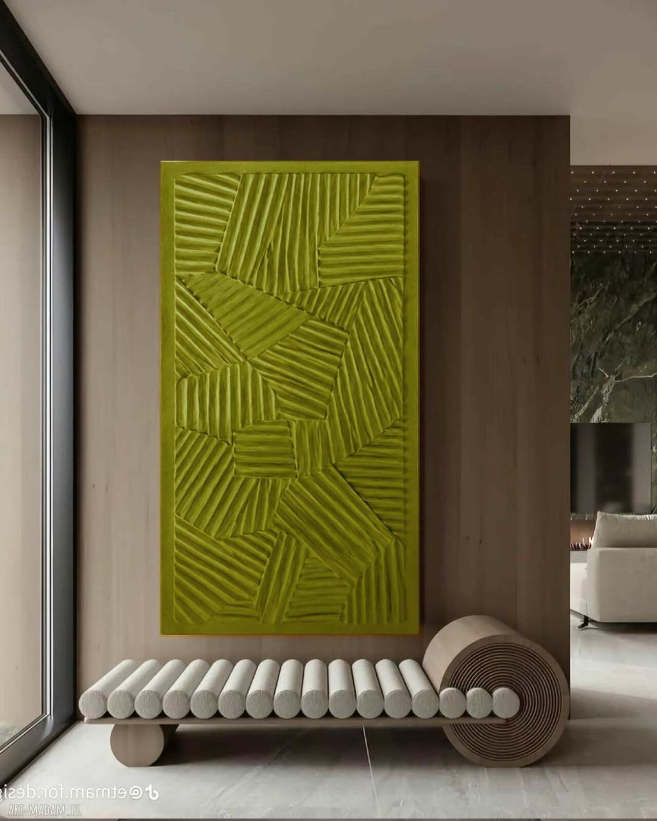 Duży obraz strukturalny RAL 1016 limonka 80x160 cm - gotowy do zawieszenia