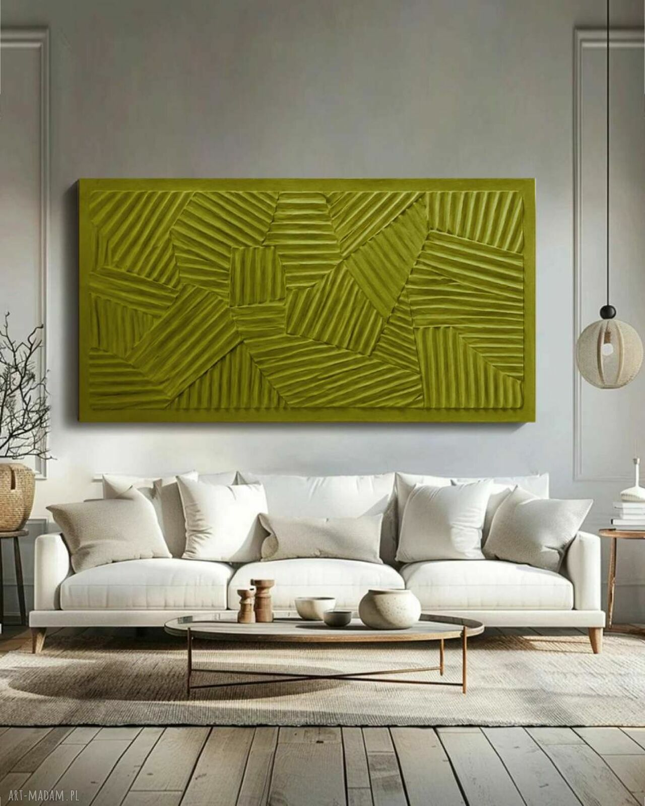 Duży obraz strukturalny RAL 1016 limonka 80x160 cm - gotowy do zawieszenia