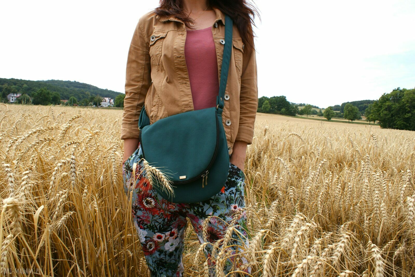 Listonoszka nubuk lazur XS handmade