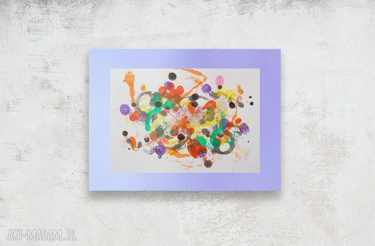 Kolorowa grafika ręcznie malowana abstrakcja 30x40 cm do salonu i jadalni