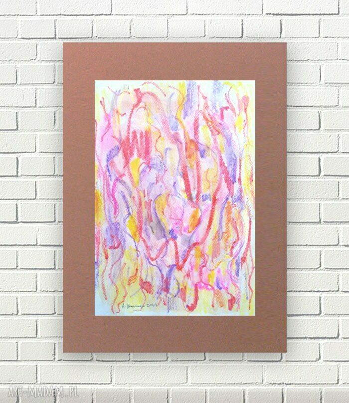 Energetyczna kolorowa abstrakcja do loftu - ręcznie malowana akwarela 30x40 cm