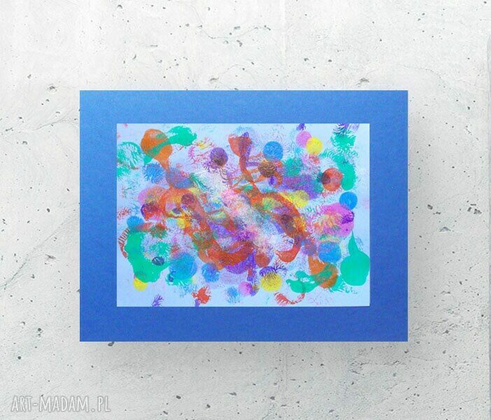 Kolorowa grafika boho na ścianę 30x40 cm - abstrakcja malowana ręcznie