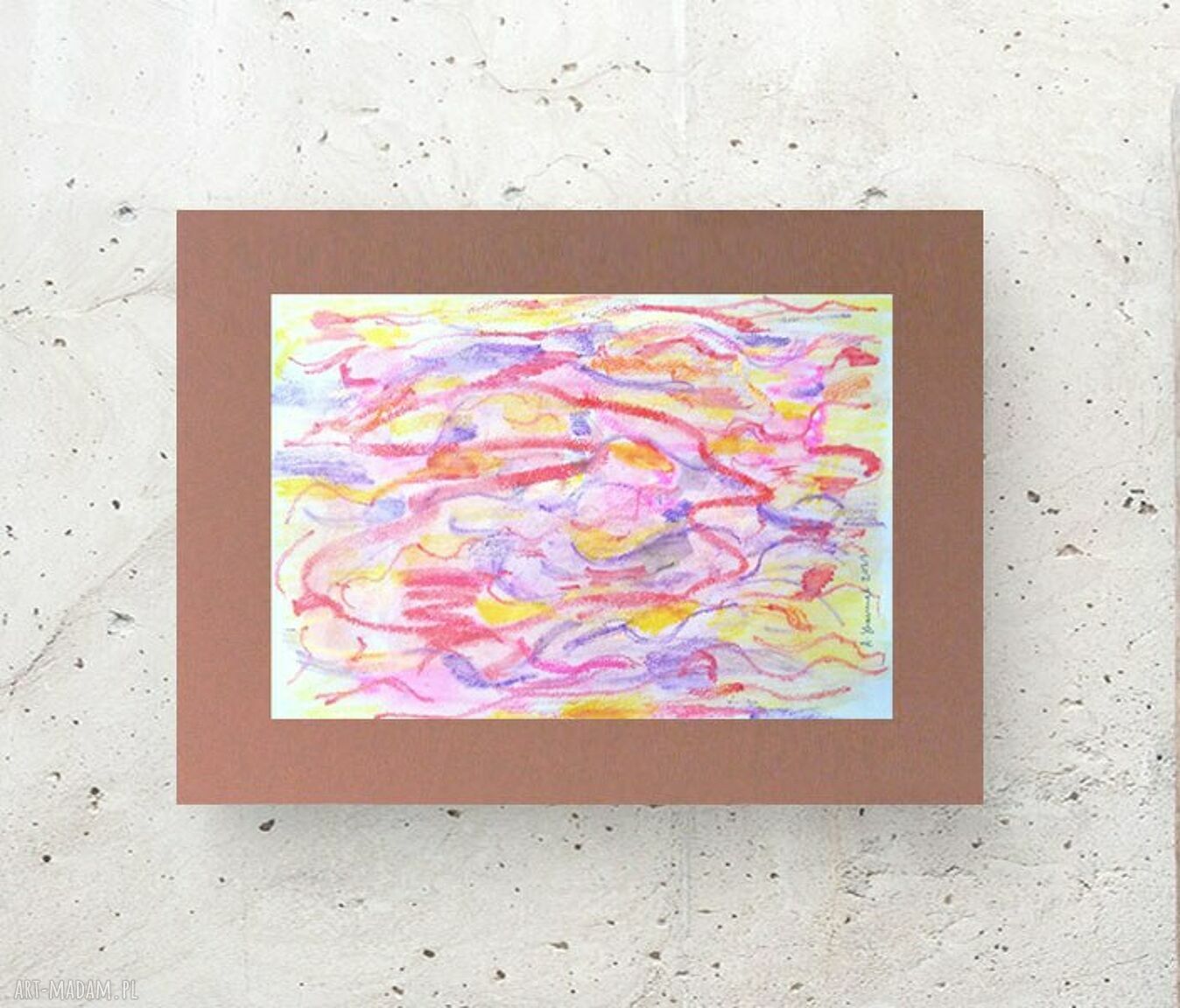 Energetyczna kolorowa abstrakcja do loftu - ręcznie malowana akwarela 30x40 cm
