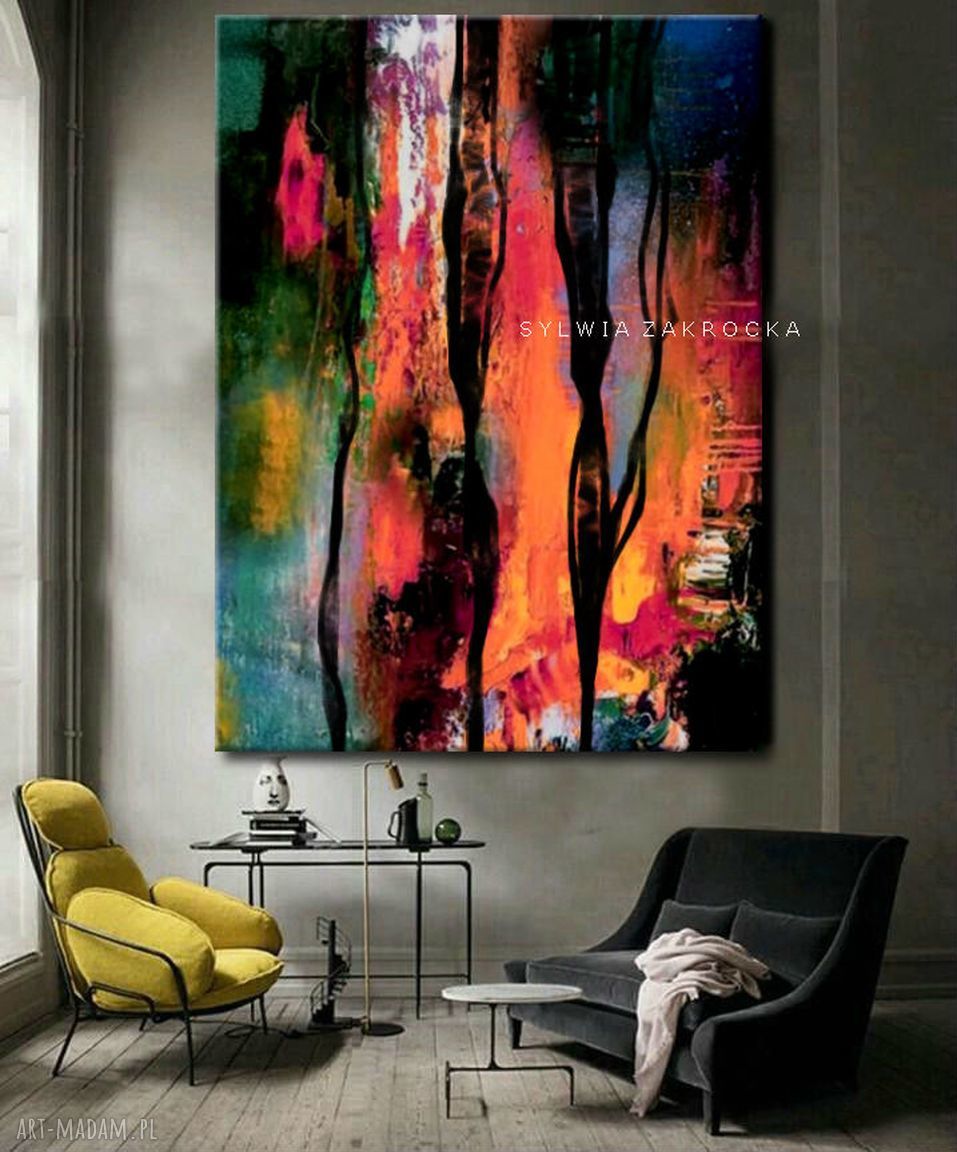 Kolorowa awangarda - obraz strukturalny na płótnie 70x100 cm do salonu