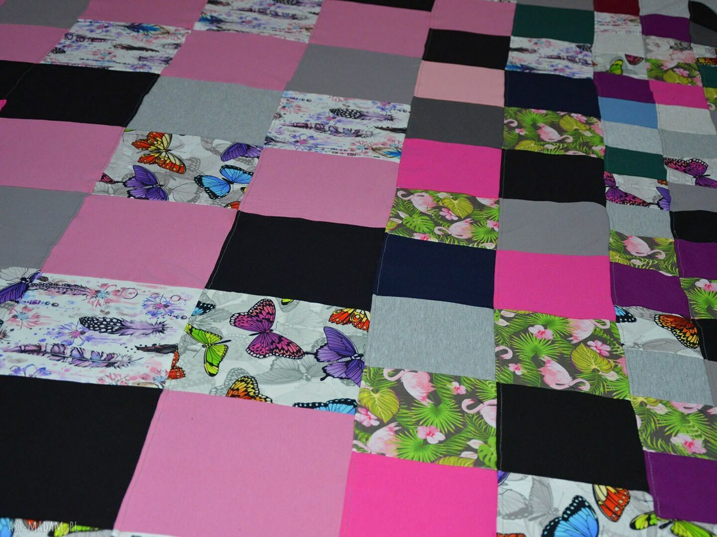 Kolorowa bawełniana narzuta patchwork na łóżko 200x220