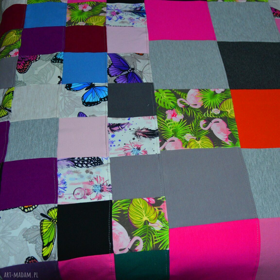 Kolorowa bawełniana narzuta patchwork na łóżko 200x220