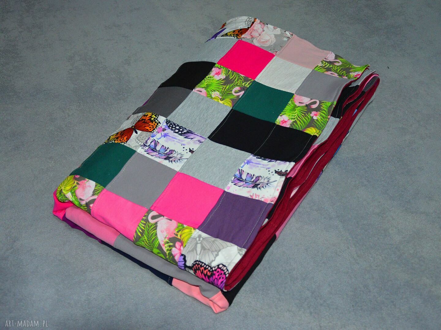 Kolorowa bawełniana narzuta patchwork na łóżko 200x220