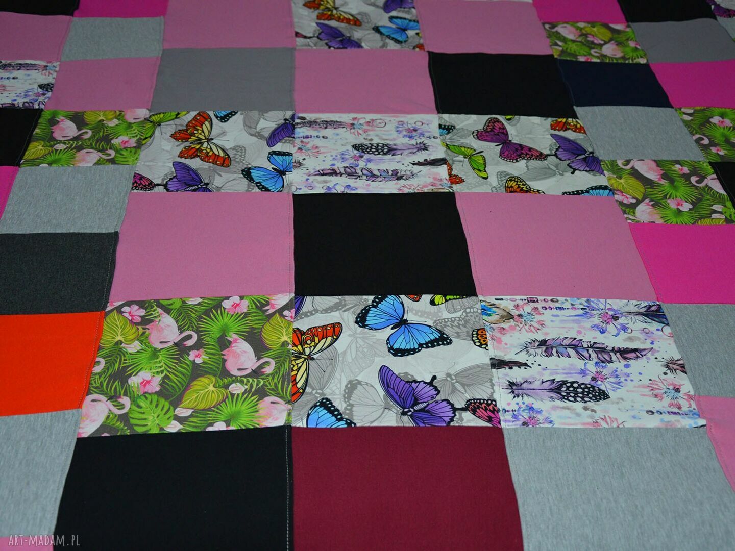Kolorowa bawełniana narzuta patchwork na łóżko 200x220