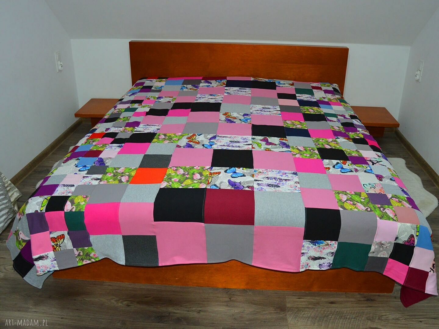 Kolorowa bawełniana narzuta patchwork na łóżko 200x220