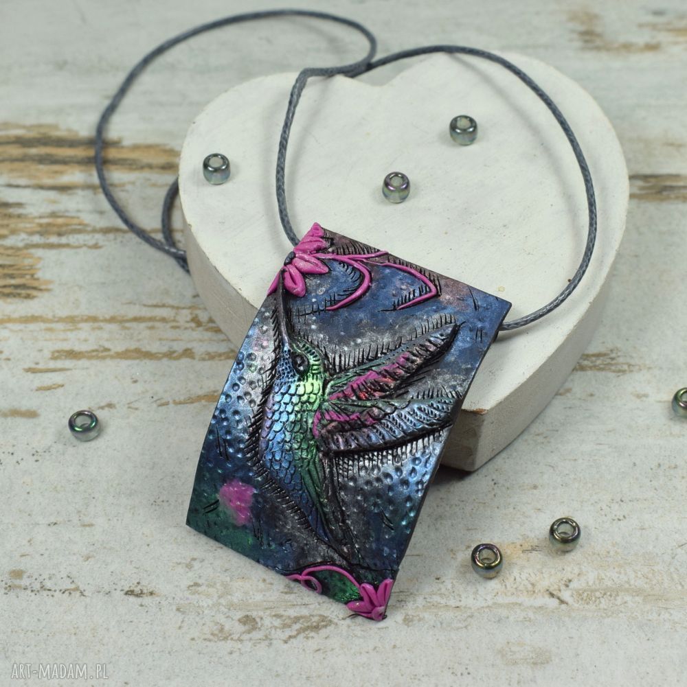 komplety: Komplet biżuterii KOLIBER długie kolczyki i zawieszka Ręcznie wykonane