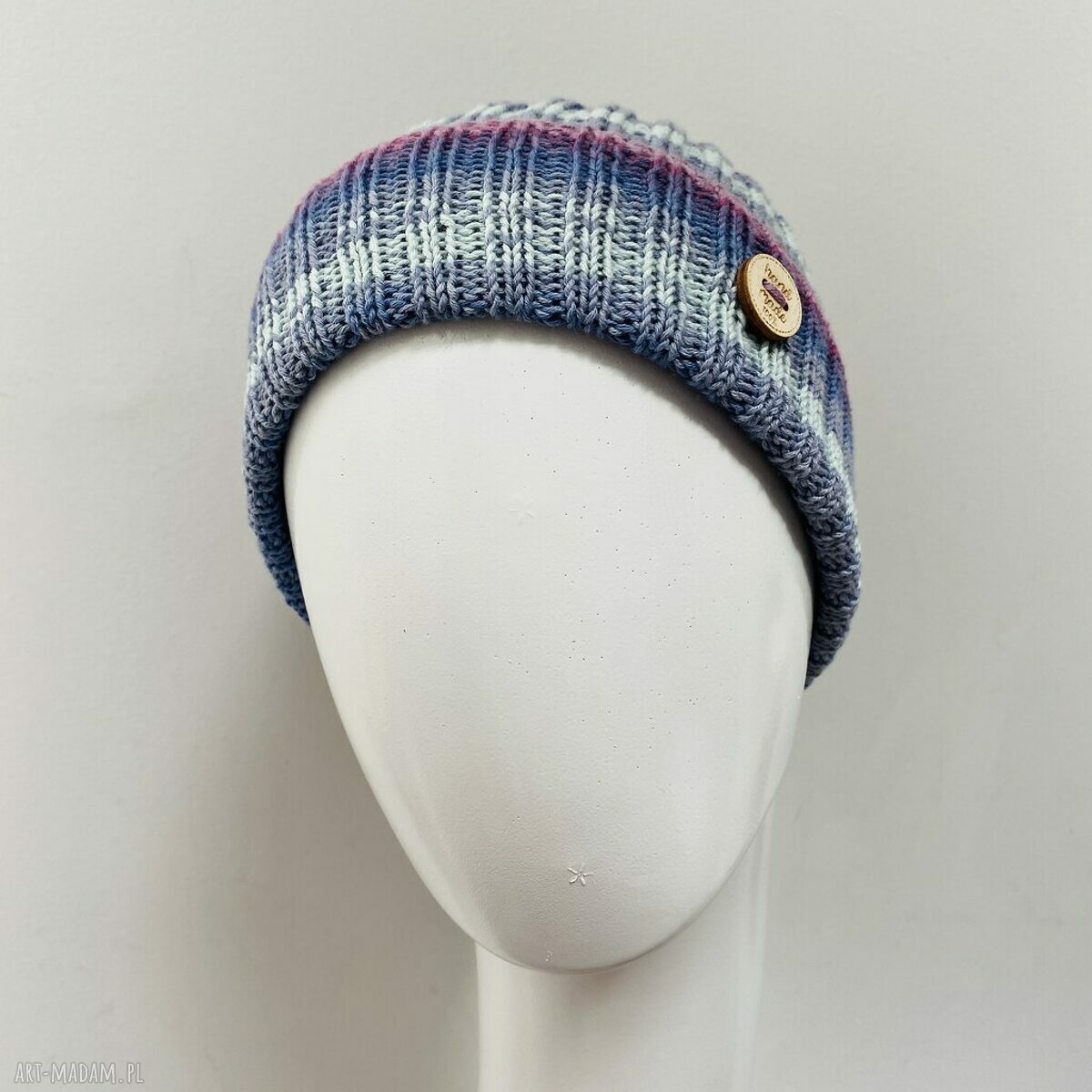 Kolorowa czapka przejściowa beanie z wywinięciem - cienka 100% bawełna