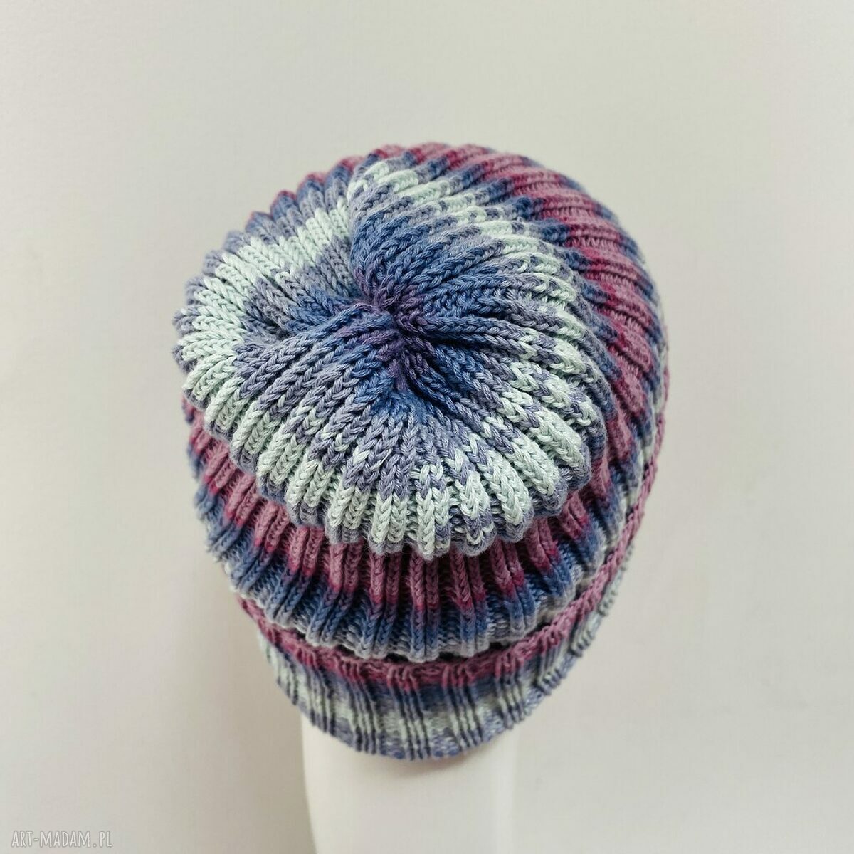 Kolorowa czapka przejściowa beanie z wywinięciem - cienka 100% bawełna