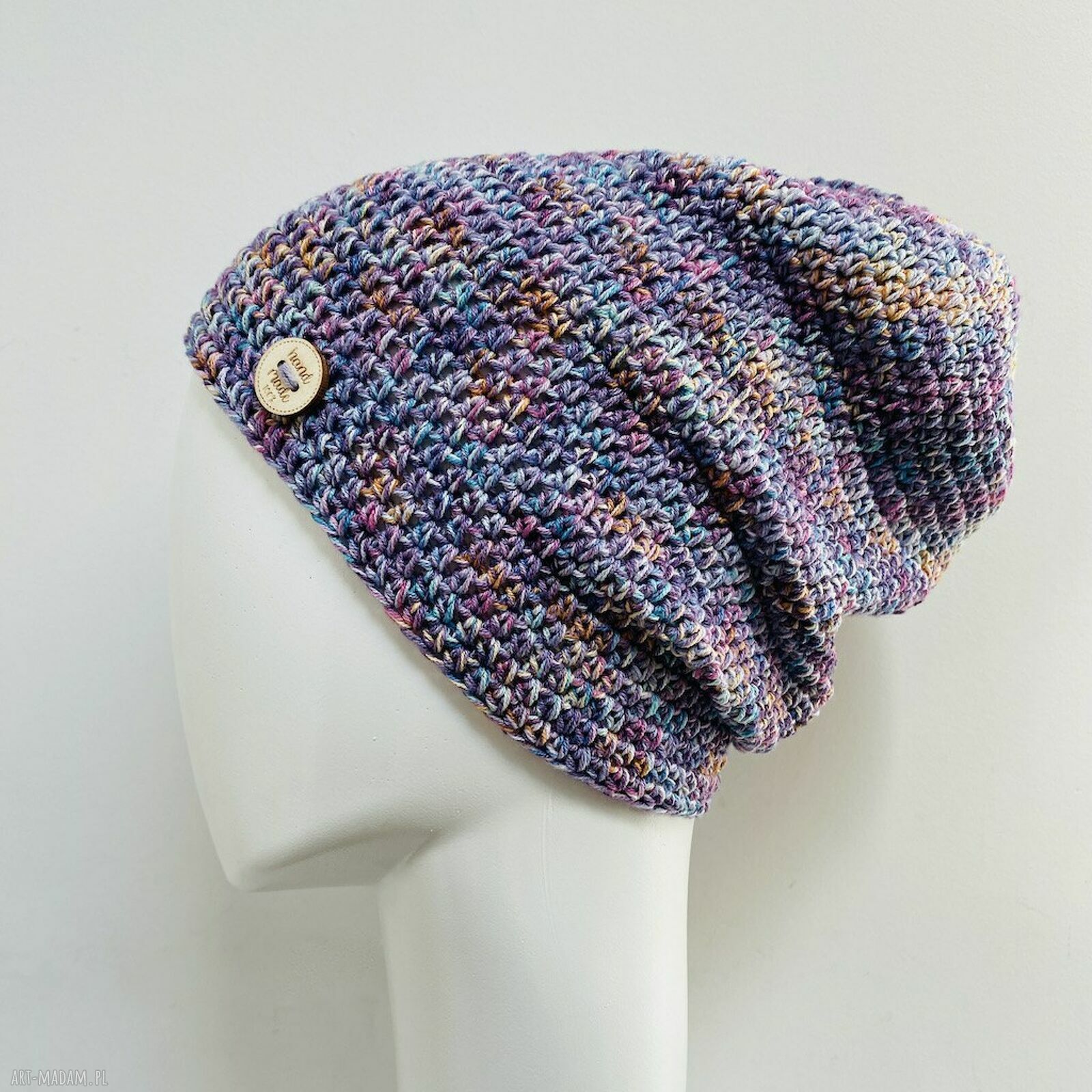Kolorowa czapka all season S/M - cienka beanie (55% bawełny i 45% akryl)