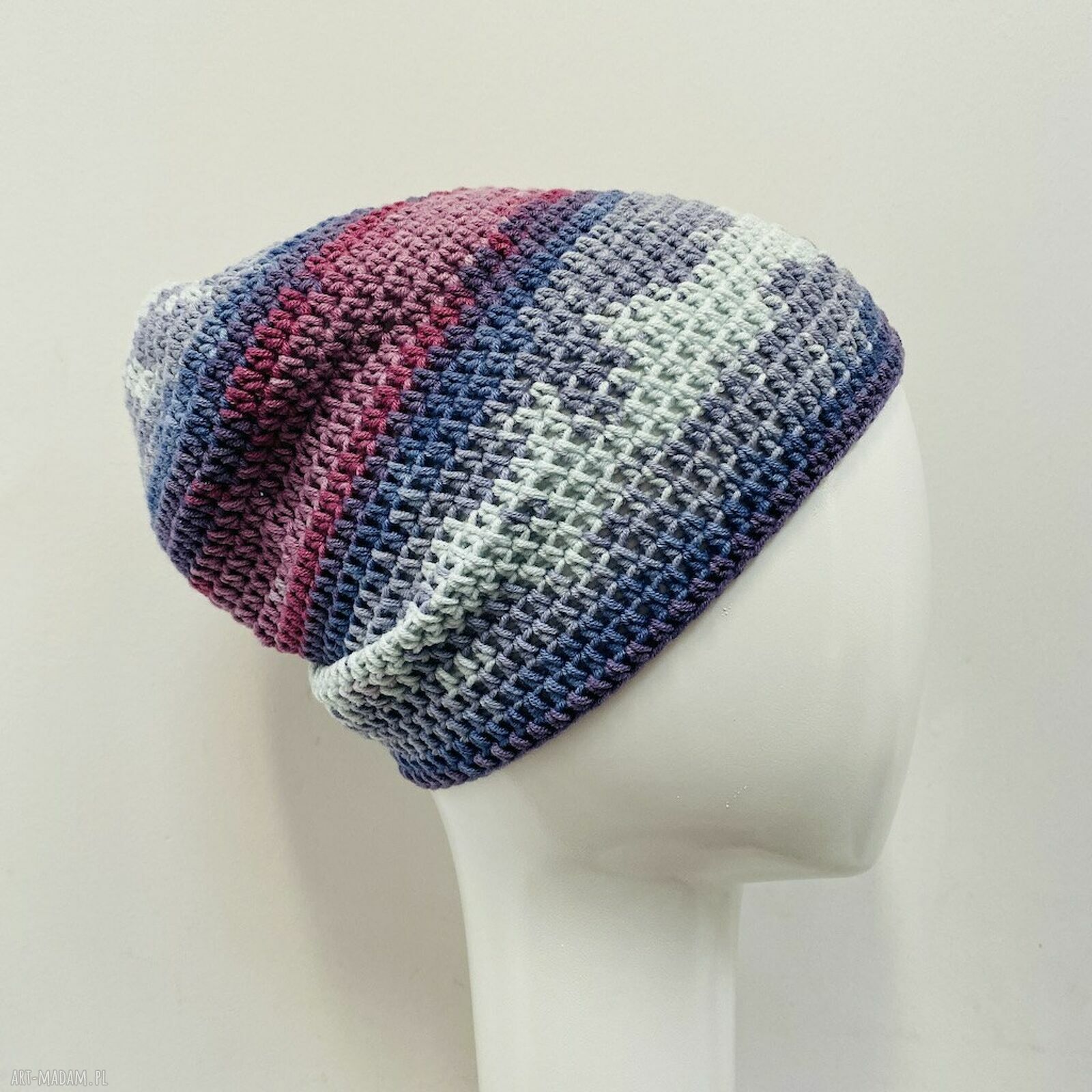 Kolorowa czapka całoroczna i przejściowa - cienka czapka handmade S/M (OEKO-TEX)