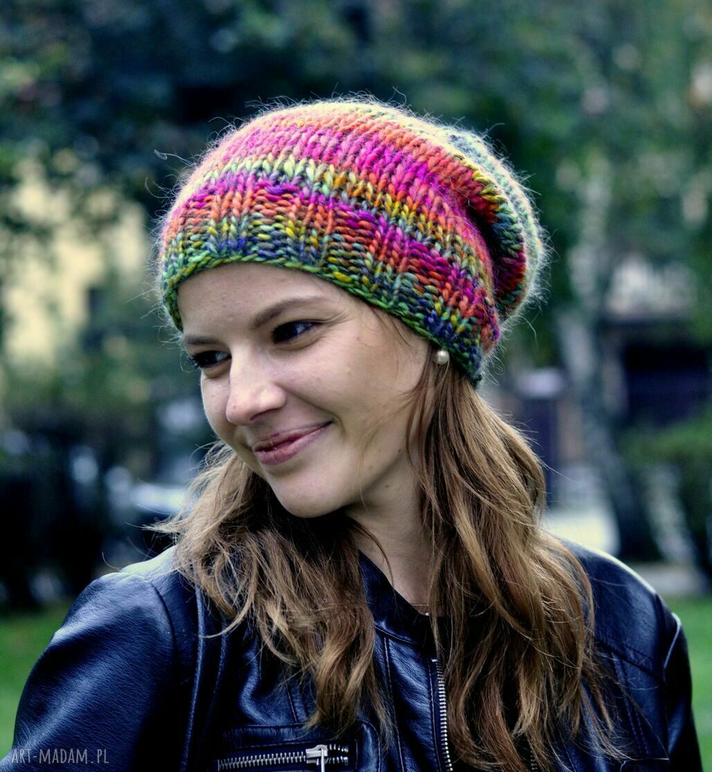 kolorowa czapka hand made