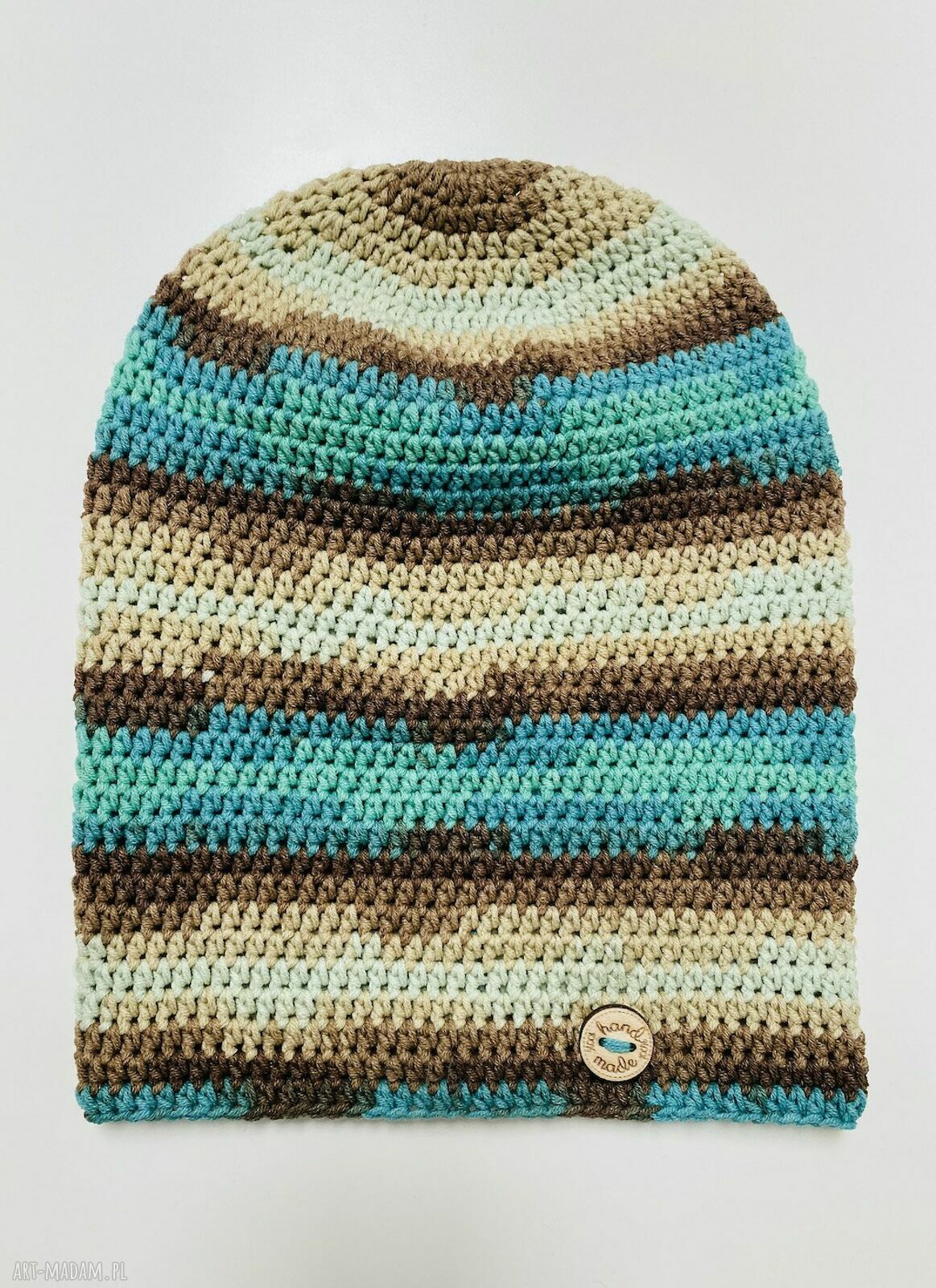 Kolorowa czapka przejściowa S/M - cienka czapka bawełniana handmade