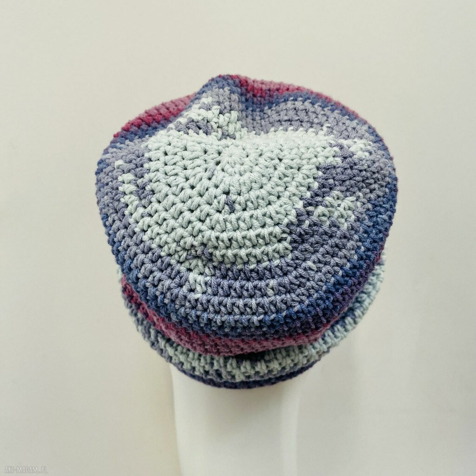 Kolorowa czapka całoroczna i przejściowa - cienka czapka handmade S/M (OEKO-TEX)