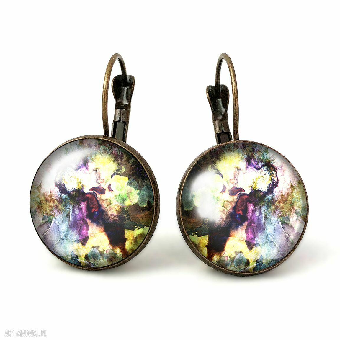 Kolorowa fantazja duże kolczyki wiszące biżuteria prezent ręcznie