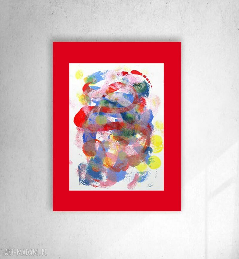 Kolorowa grafika abstrakcyjna 30x40 cm - ręcznie malowany rysunek na ścianę