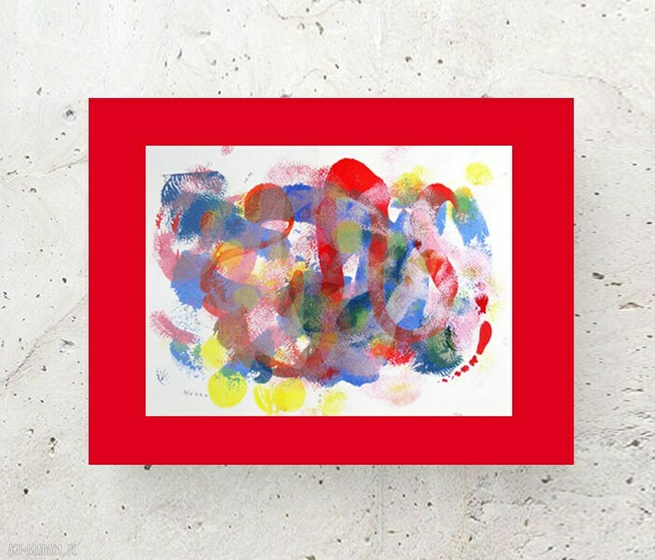 Kolorowa grafika abstrakcyjna 30x40 cm - ręcznie malowany rysunek na ścianę