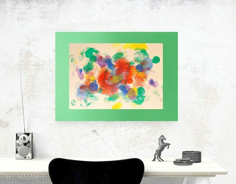 Kolorowa kompozycja na ścianę 30x40 - ręcznie malowana abstrakcja boho loft