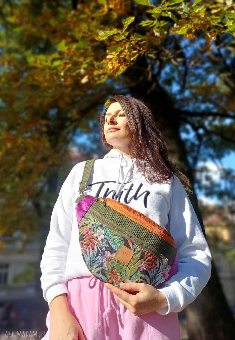 Kolorowa nerka XL z żakardem w kwiaty Hanoi - pojemna i wygodna