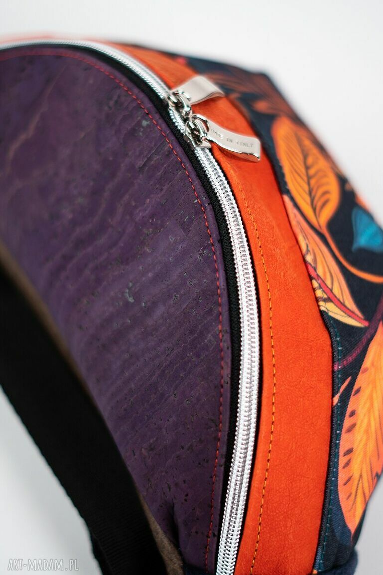 Kolorowa nerka damska handmade z korkiem - Kolorowy Ogród