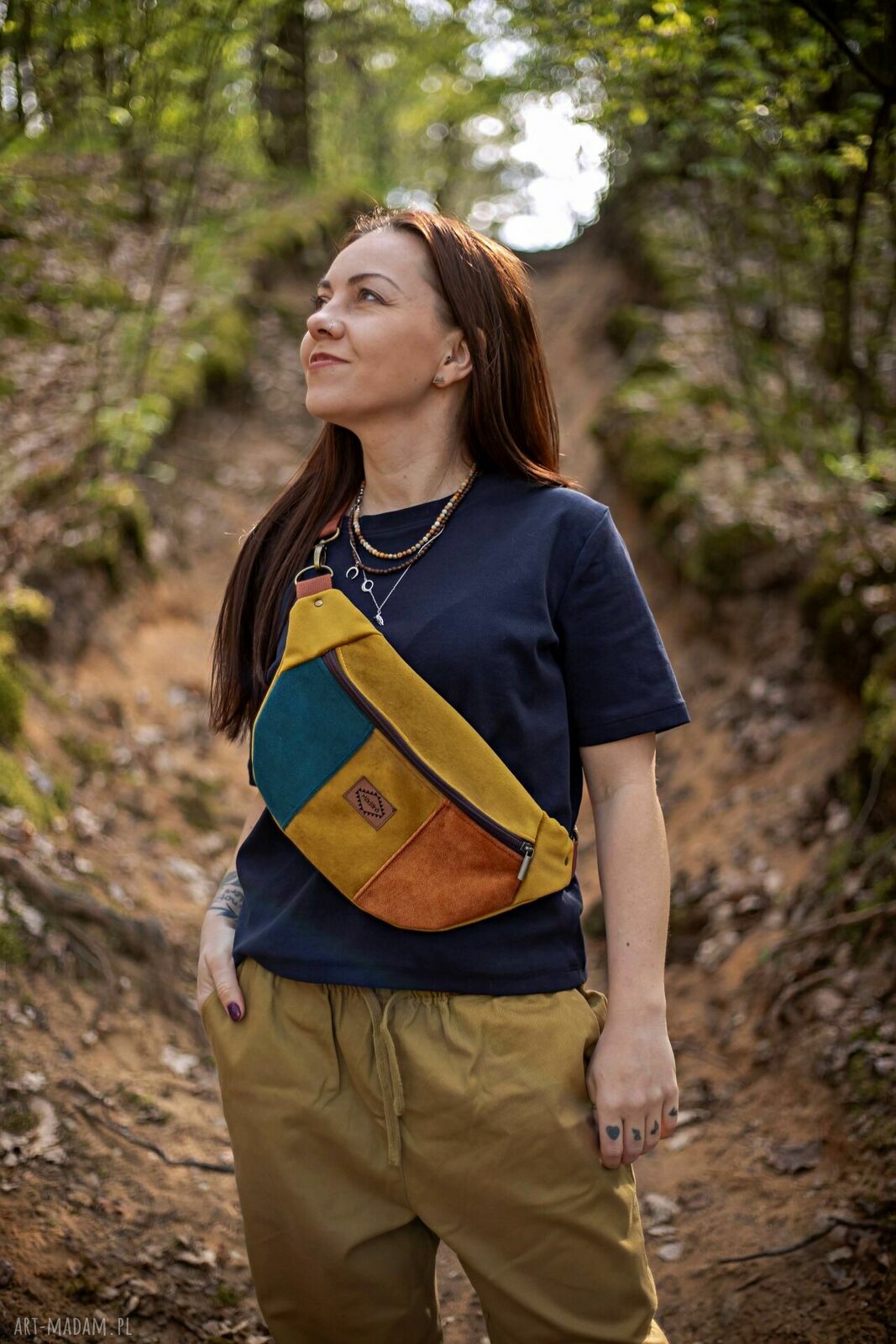 Kolorowa nerka patchwork - saszetka z tkaniny tapicerskiej