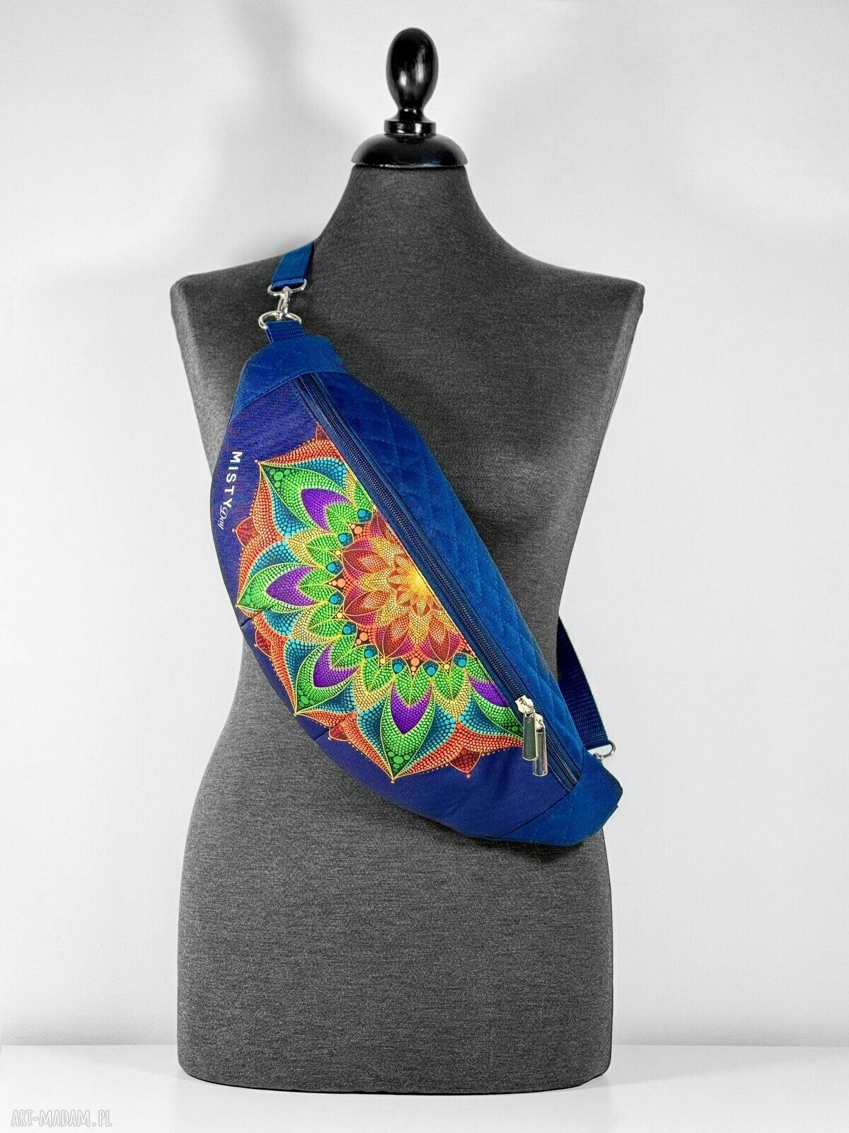 Kolorowa nerka z mandalą - boho torebka na pas 47 x 20 cm