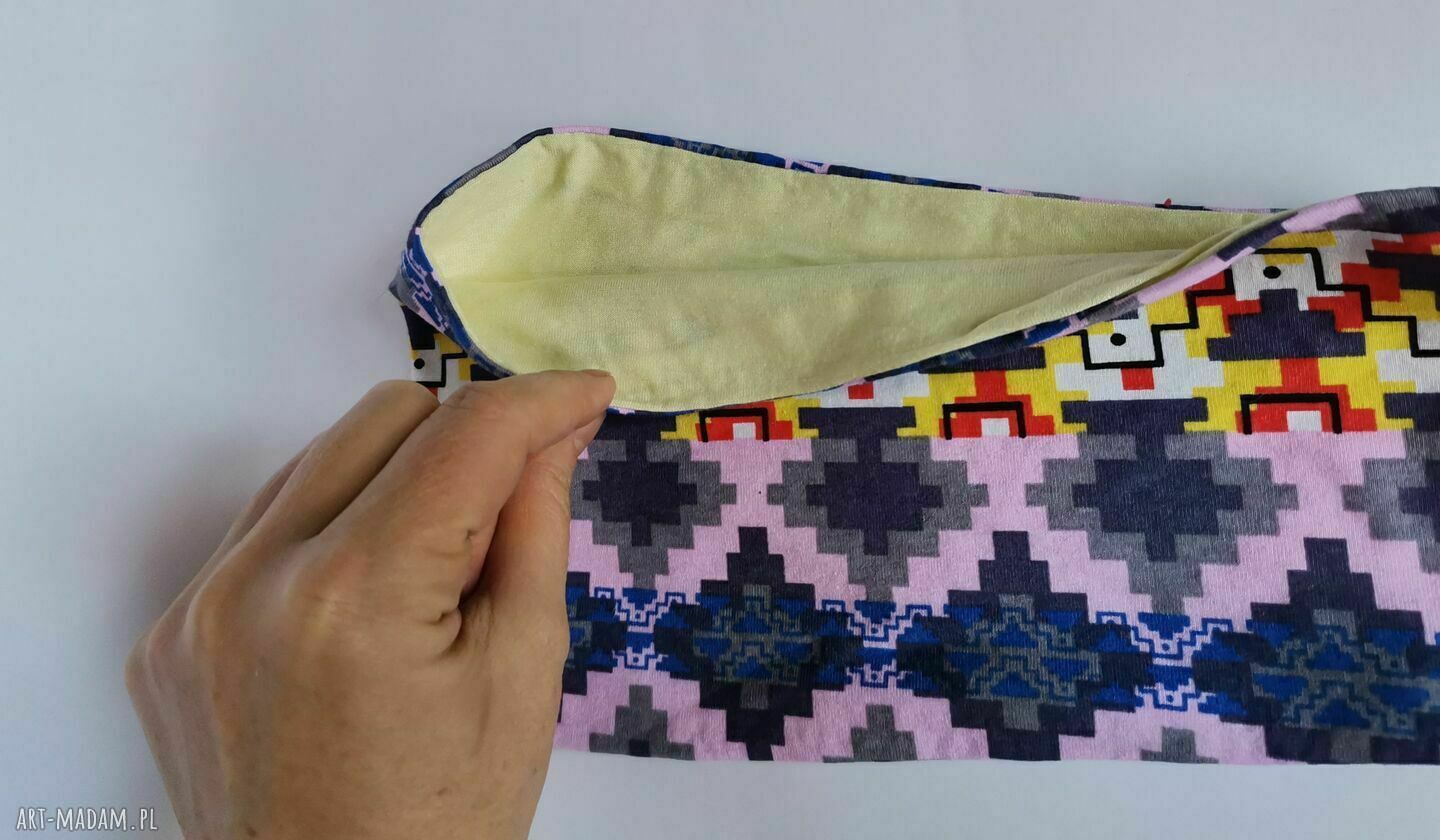 Kolorowa opaska damska uniwersalna na podszewce - boho folk, Ruda Klara