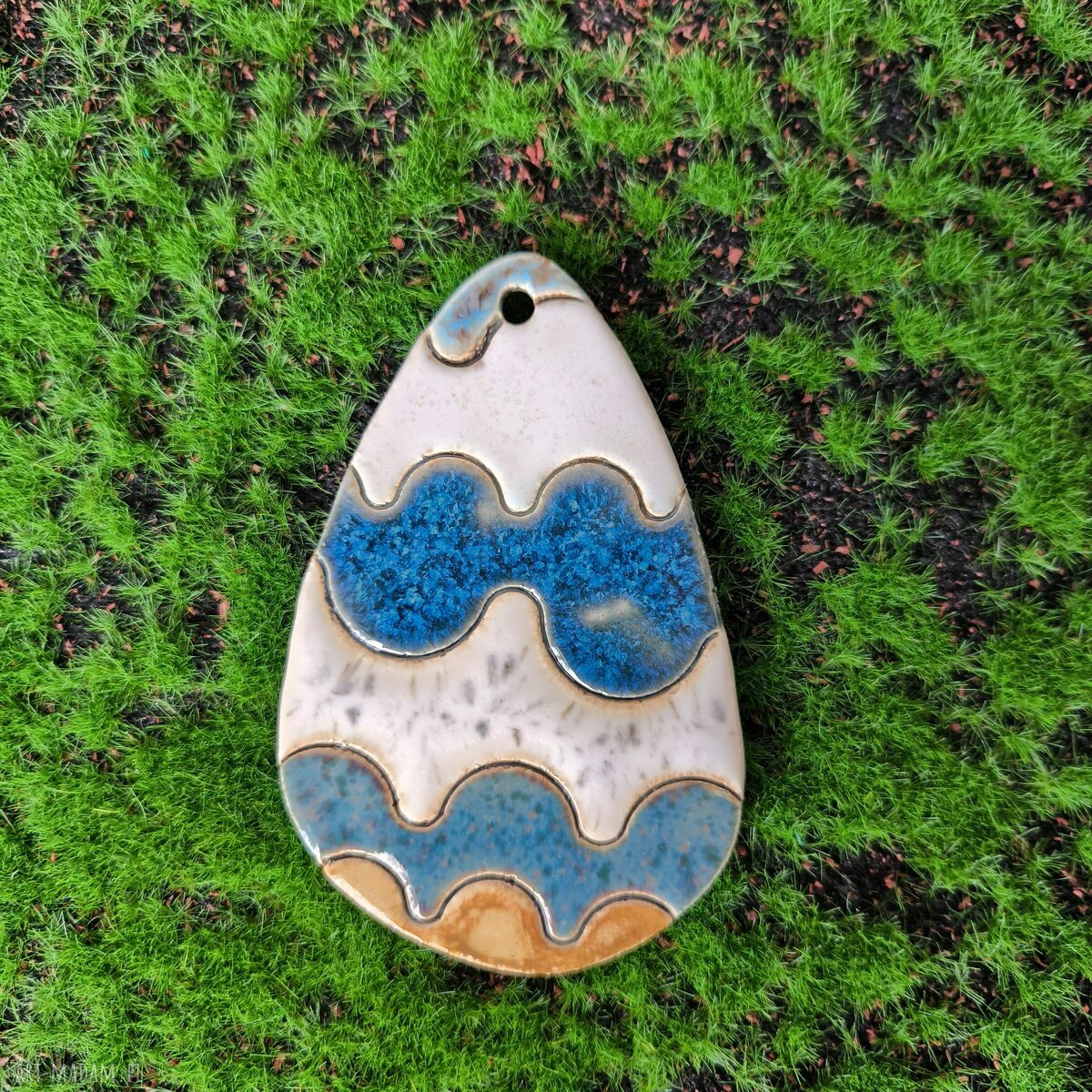 Kolorowa pisanka ceramiczna - ręcznie robiona zawieszka wielkanocna