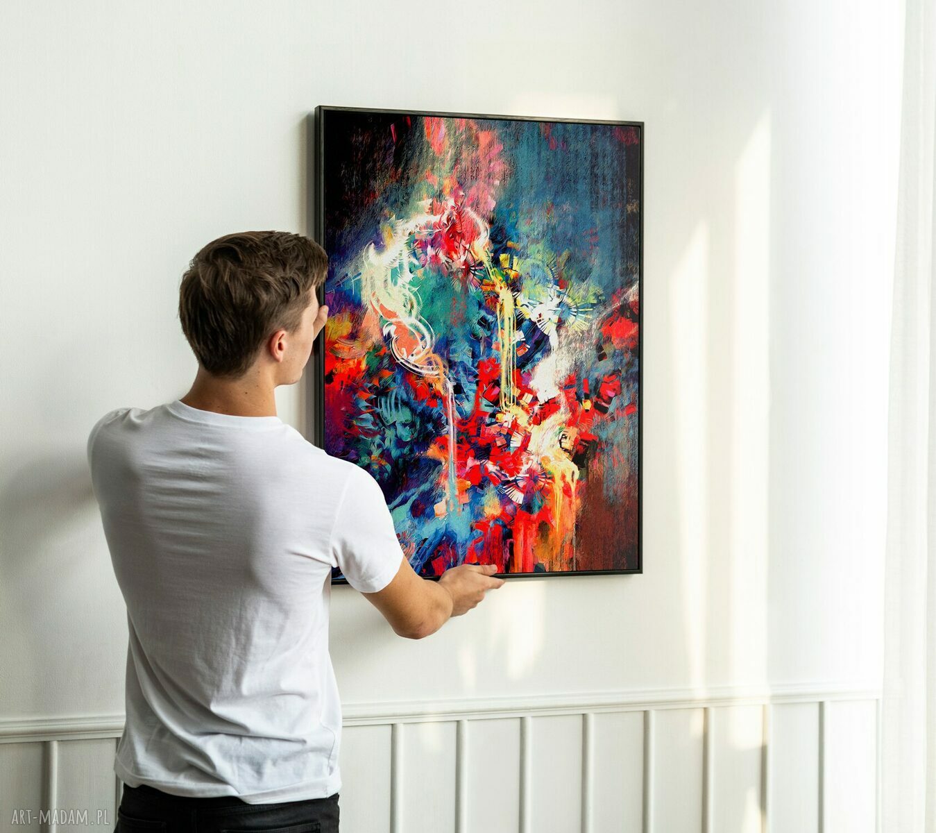 Plakat kolorowa abstrakcja w czarnej ramie - format 61x91 cm