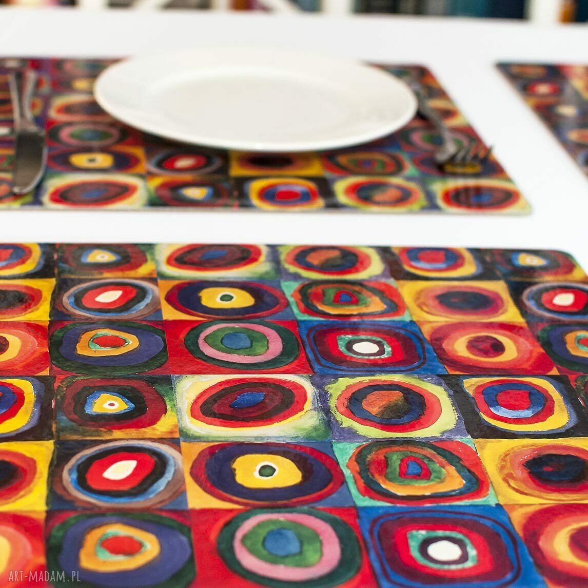 Kolorowa podkładka korkowa, Kwadraty i koła Kandinsky'ego