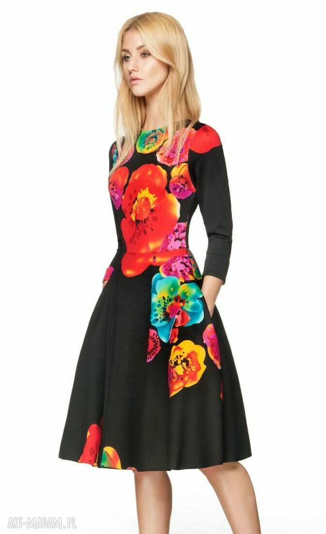 Sukienka STAR 3/4 Midi Marika (czarna) Hand Made