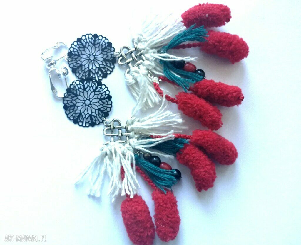 Kolorowe, lekkie i długie klipsy folk, etno i boho (9 cm)
