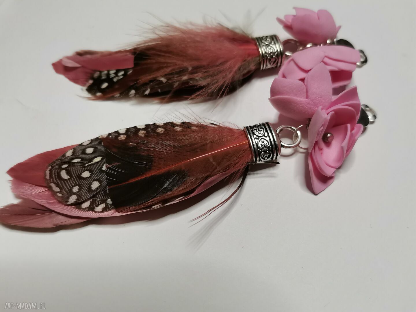 Klipsy kolorowe pióra Ruda Klara - lekkie i boho