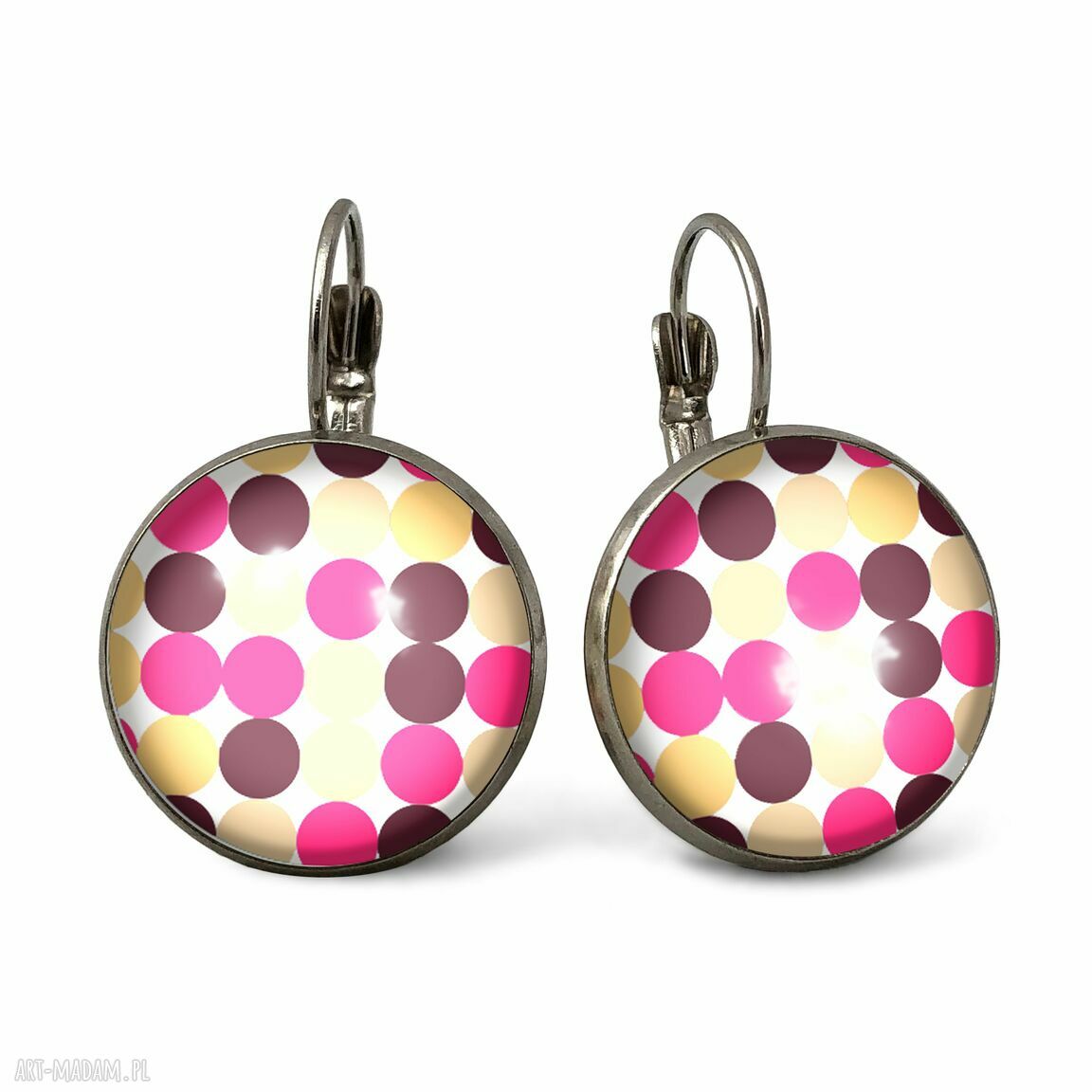 love 60s duże kolczyki wiszące kropki groszki kolorowe ręcznie