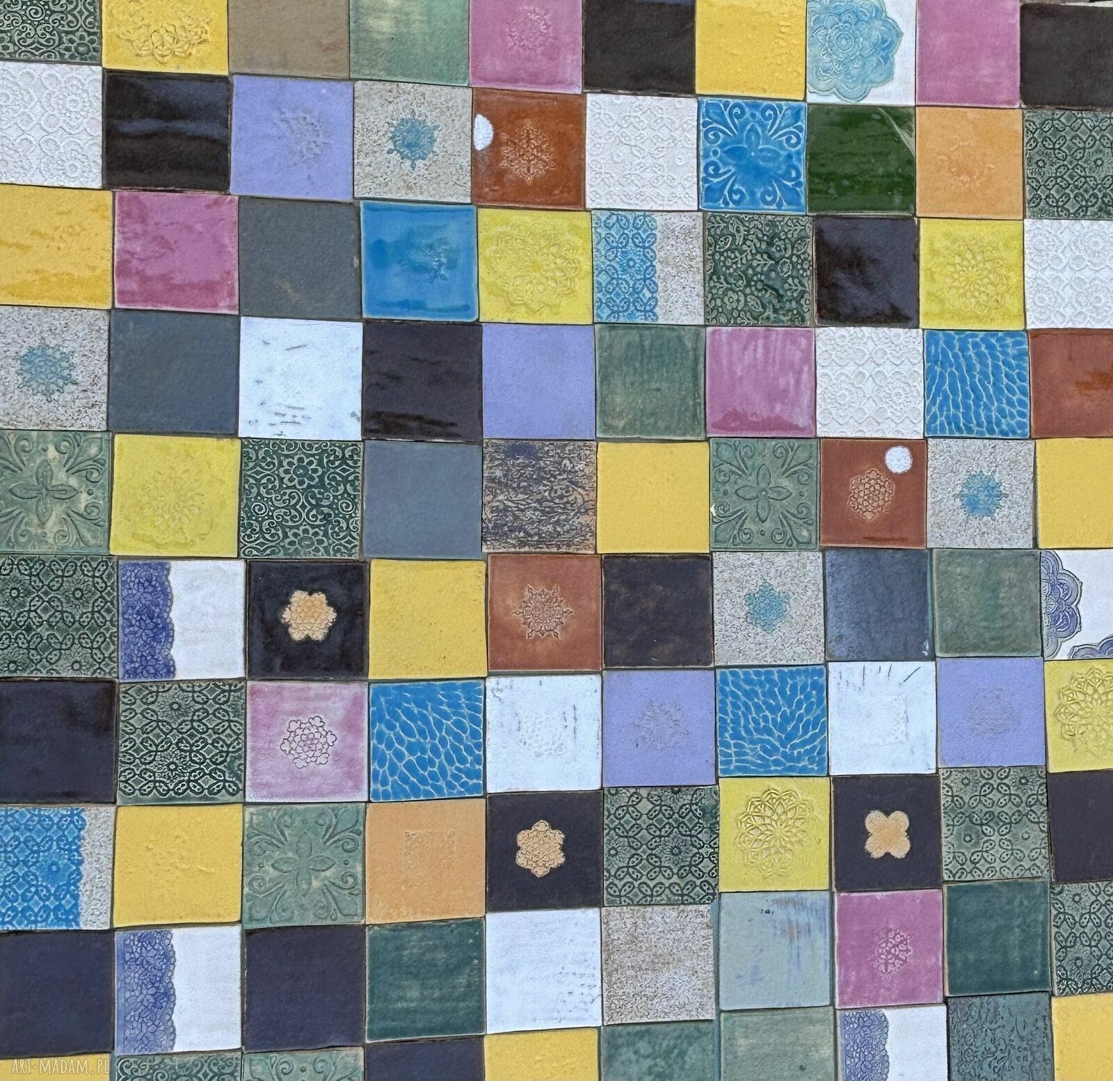 Ręcznie zdobione kafelki ceramiczne 9x9 cm w stylu boho i marokańskim
