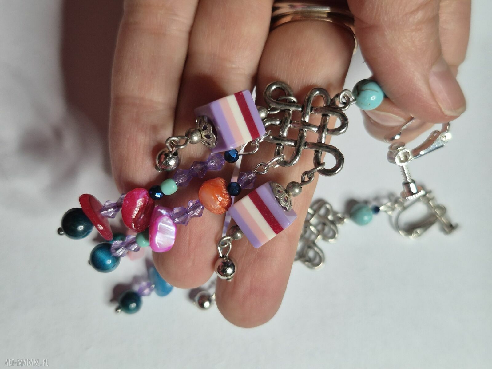 Kolorowe klipsy boho handmade - box x1