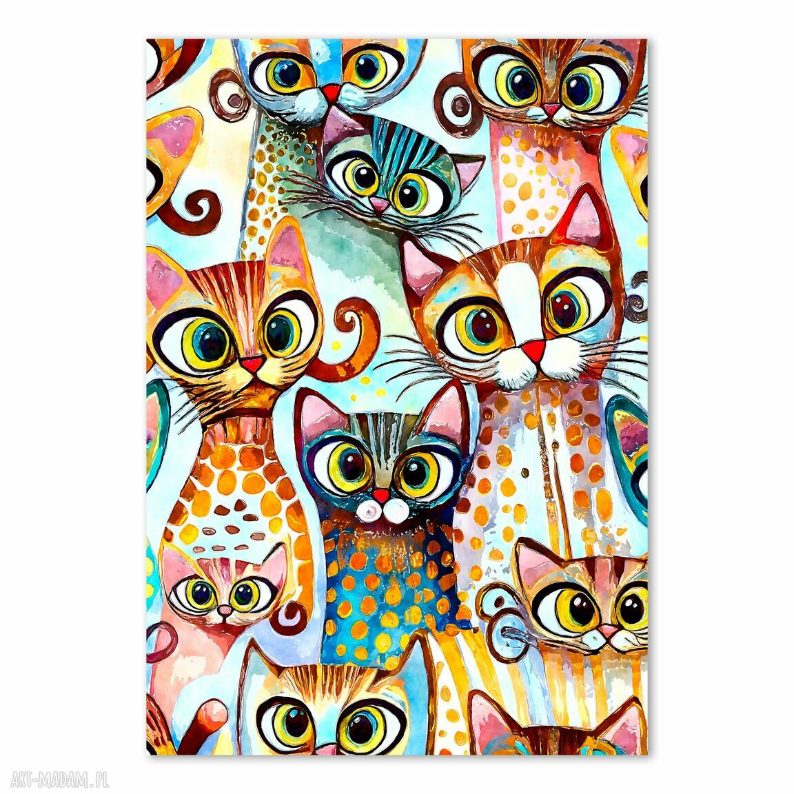 Kolorowe koty 40x50 cm - plakat dla kociary