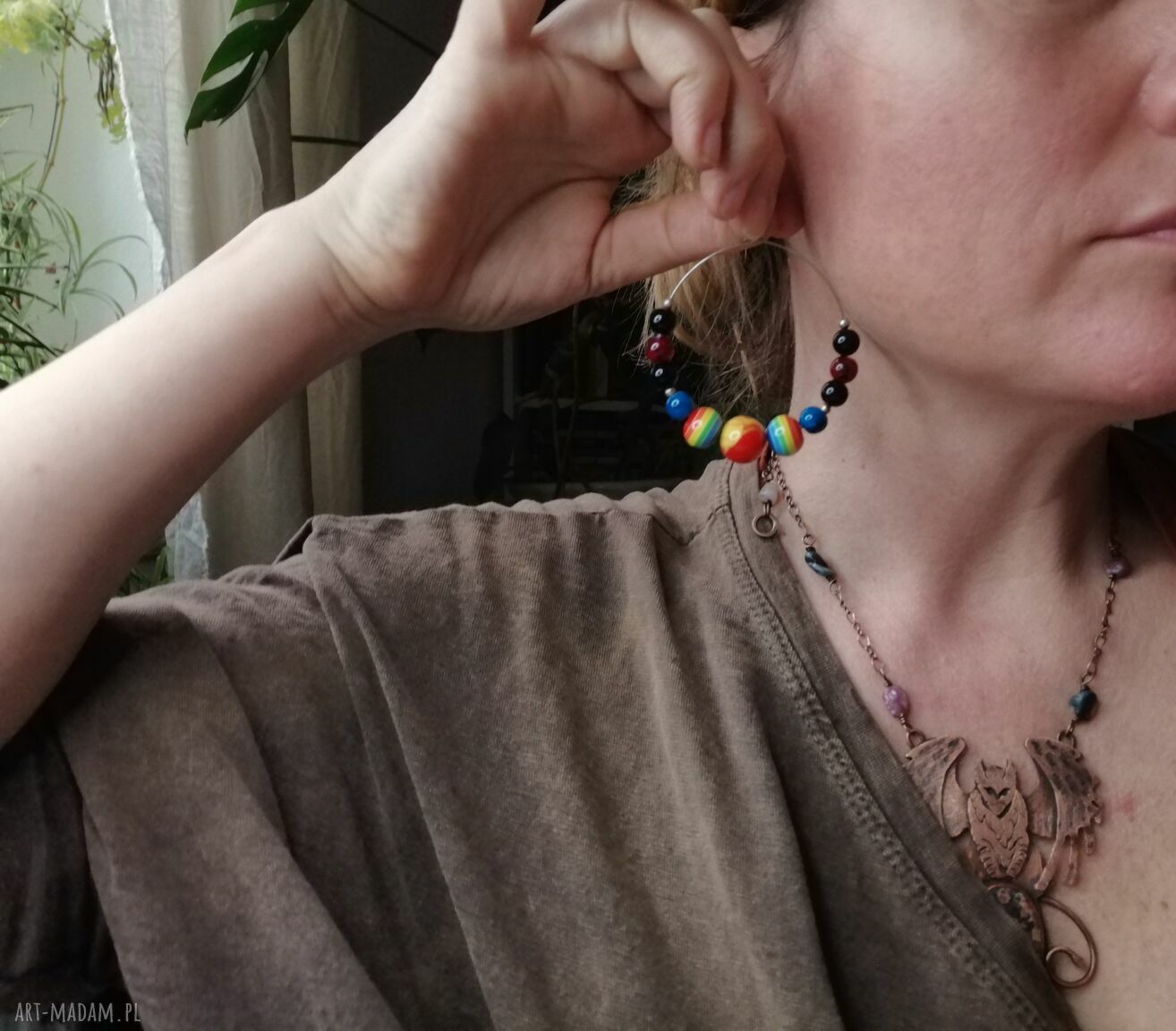 Klipsy kolorowe koła energetyczne - folk etno boho