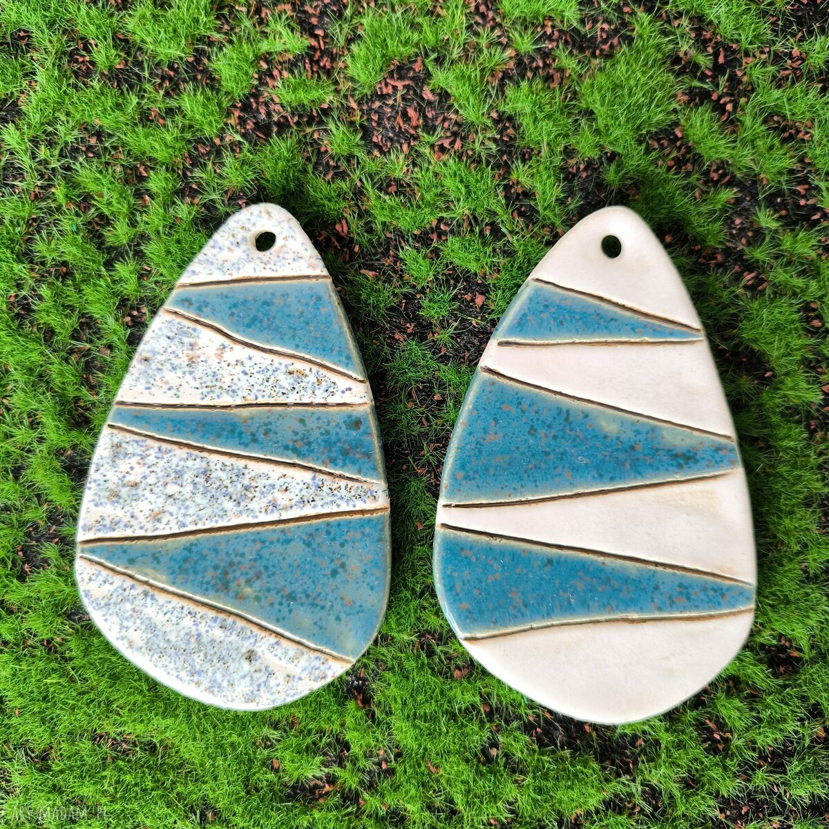 Kolorowe pisanki ceramiczne - zestaw 2 sztuk do zawieszenia
