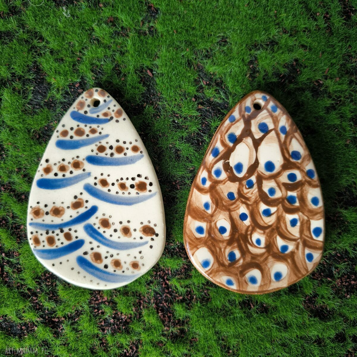 Kolorowe pisanki ceramiczne - zestaw do zawieszenia