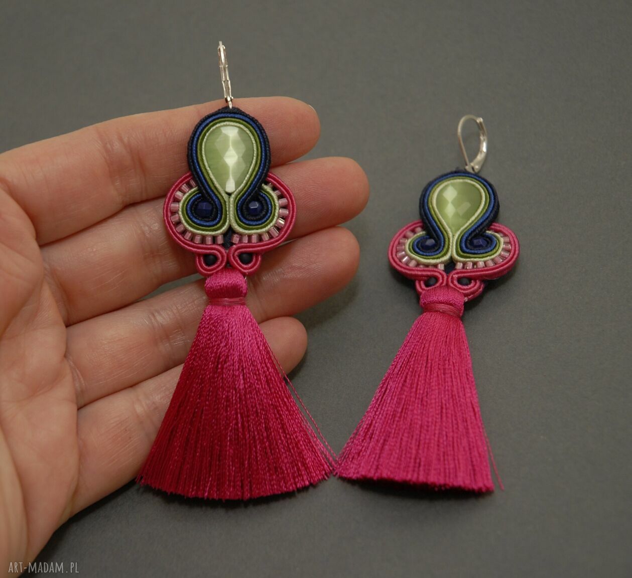 Kolorowe klipsy sutasz z chwostami - wieczorowe wiszące handmade
