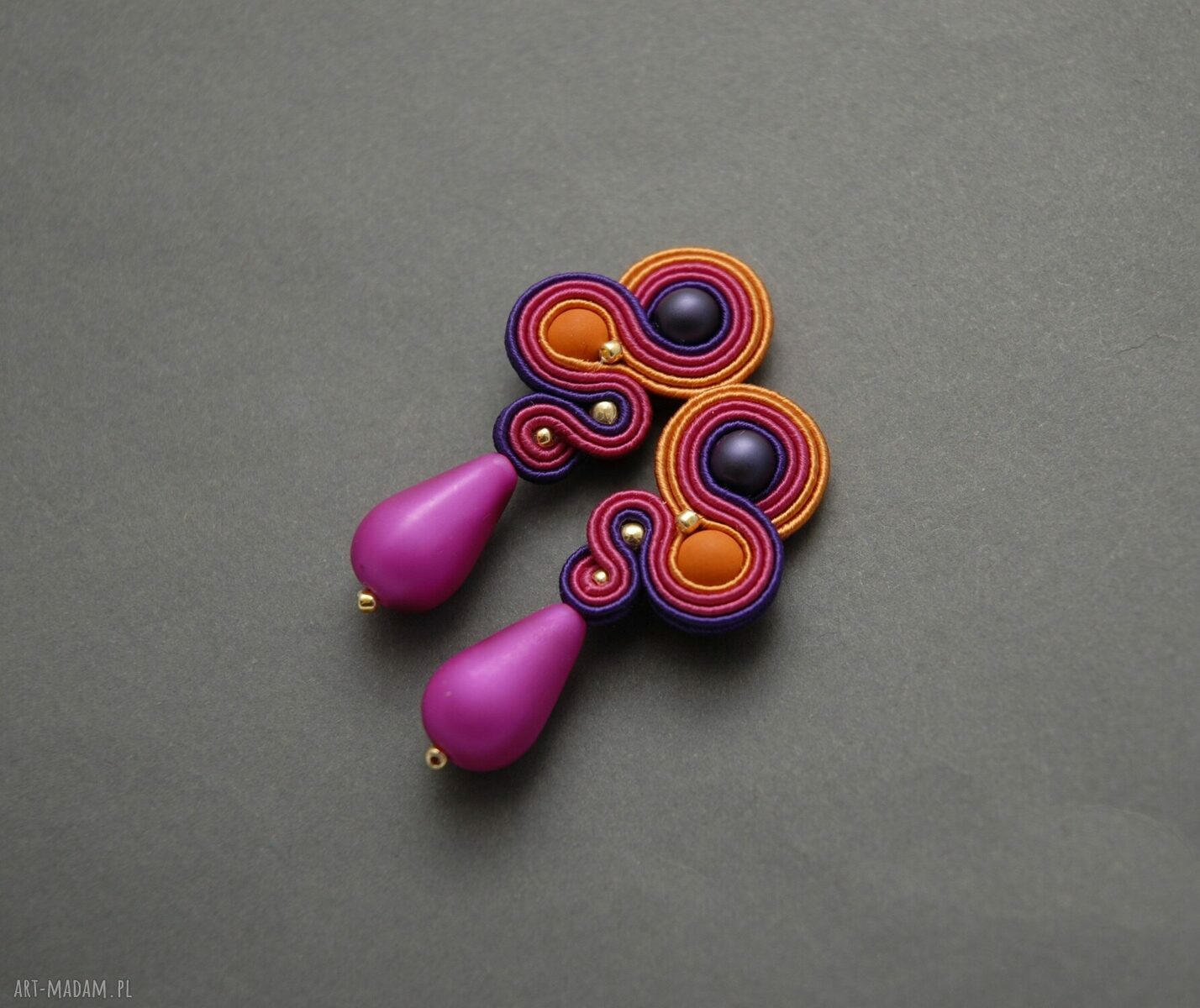 Kolorowe klipsy sutasz - haft z koralikami (ok. 4,5 cm)